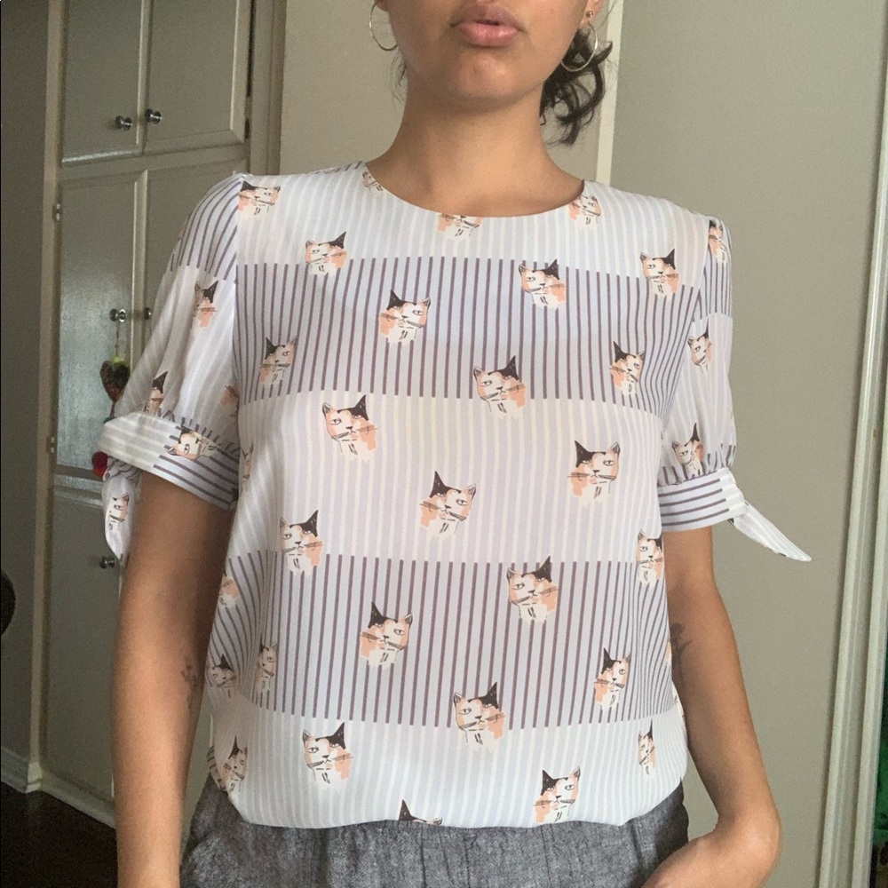 Cat Print Blouse